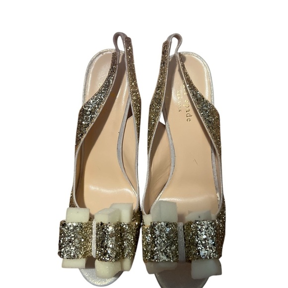kate spade Shoes - Kate Spade CHARM gold glitter peep toe, Sz 8.5